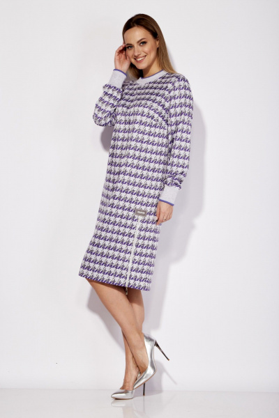 Платье прямого силуэта с длинным рукавом и металлической молнией TAiER 1247 лаванда - фото 4