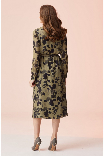 Платье на запах из шифона с V-образным вырезом и длинными рукавами Faufilure C1484 - фото 5