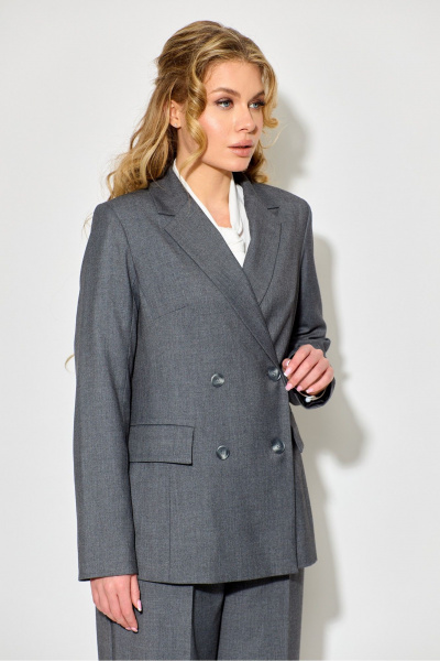 Жакет полуприлегающий из костюмной вискозы с классическим воротником Chumakova Fashion 120 серый - фото 6