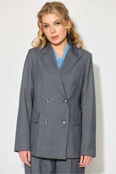 Жакет полуприлегающий из костюмной вискозы с классическим воротником Chumakova Fashion 120 серый - фото 2