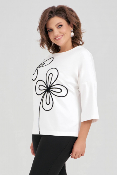 Джемпер свободного силуэта из мягкого трикотажа с вышивкой IVA 1578 - фото 2