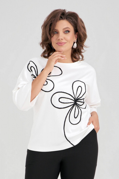 Джемпер свободного силуэта из мягкого трикотажа с вышивкой IVA 1578 - фото 1