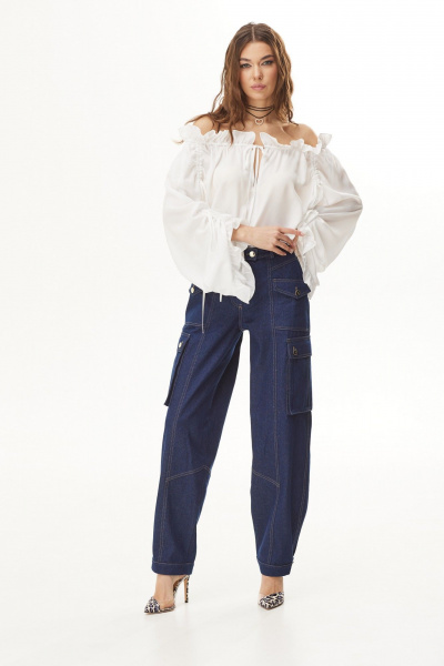 Брюки карго из джинсовой ткани с широкими штанинами Vesnaletto 3732 - фото 9