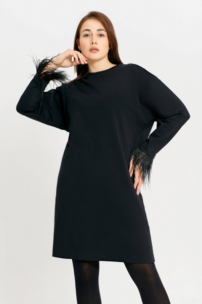 Платье свободного силуэта из трикотажа с перьями FOXY FOX 1566 - фото 6