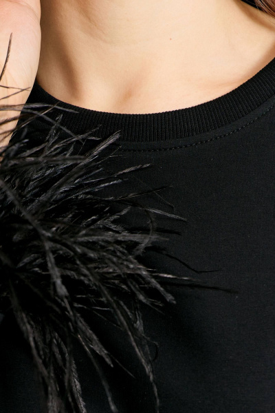 Платье свободного силуэта из трикотажа с перьями FOXY FOX 1566 - фото 8