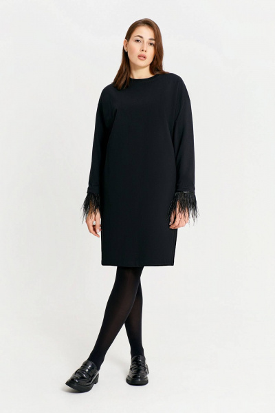 Платье свободного силуэта из трикотажа с перьями FOXY FOX 1566 - фото 7