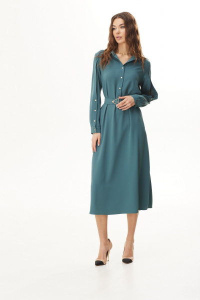 Платье миди из струящейся ткани с ремнем и карманами Vesnaletto 3729-2 - фото 5