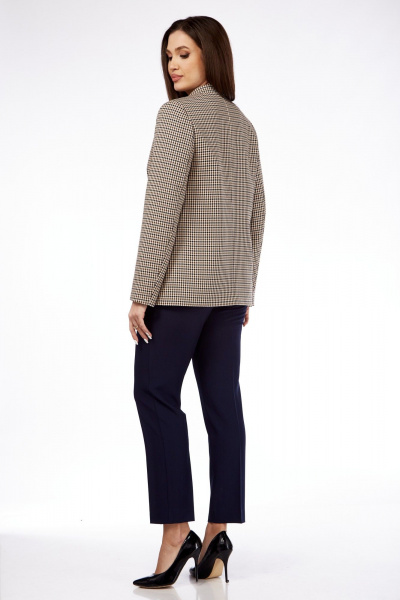 Брюки, жилет Vilena 938 бежевая_гусиная_лапка+темно-синий - фото 6