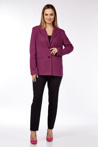 Брюки, жилет Vilena 938 фуксия_гусиная_лапка+черный - фото 8