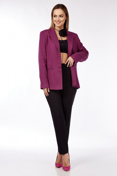 Брюки, жилет Vilena 938 фуксия_гусиная_лапка+черный - фото 3