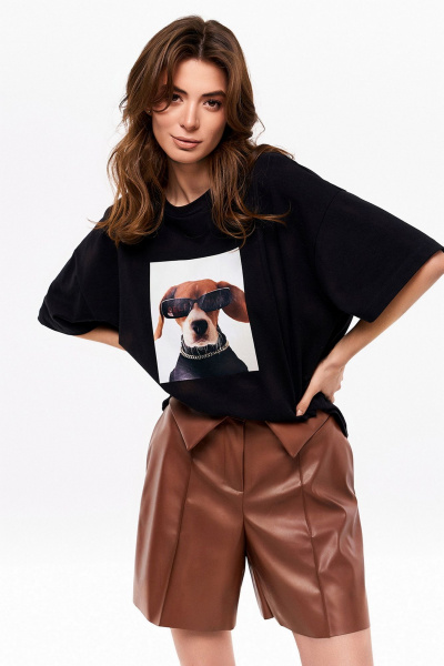 Демисезонные шорты из экокожи с карманами и разрезом KaVaRi 3008.1 коричневый - фото 4