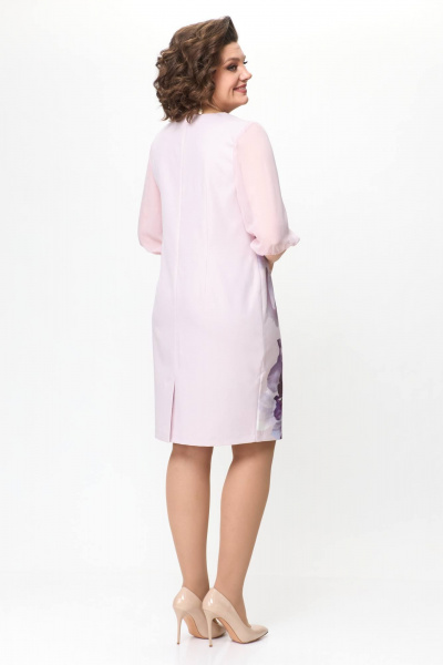 Нарядное приталенное платье из ткани и шифона с рукавом 3/4 Solomeya Lux 890 розовый - фото 7