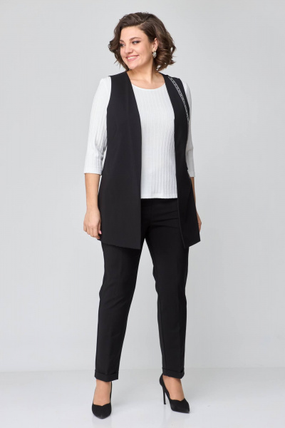 Костюм из текстиля с жилетом и зауженными брюками Solomeya Lux 508 черный - фото 4