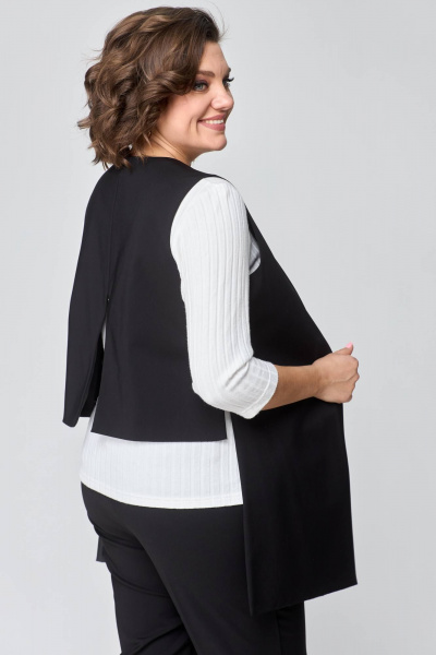 Костюм из текстиля с жилетом и зауженными брюками Solomeya Lux 508 черный - фото 3