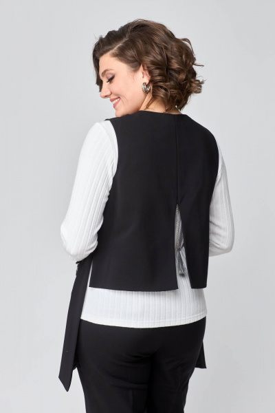 Костюм из текстиля с жилетом и зауженными брюками Solomeya Lux 508 черный - фото 2