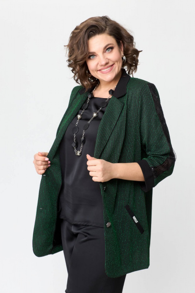 Брюки, жакет, топ Solomeya Lux 967/942 черный+зеленый - фото 9