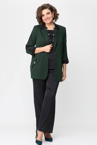 Брюки, жакет, топ Solomeya Lux 967/942 черный+зеленый - фото 1