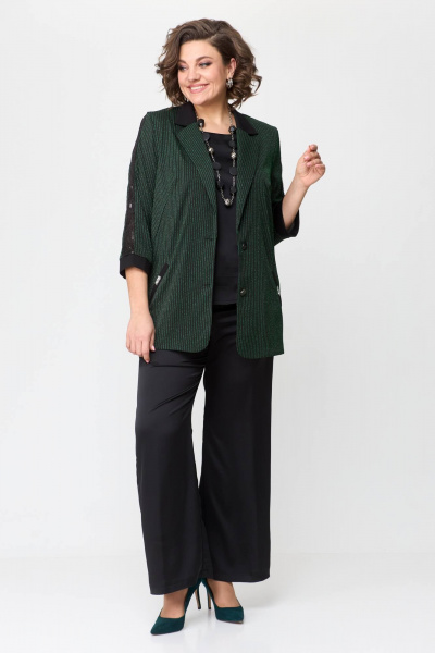 Брюки, жакет, топ Solomeya Lux 967/942 черный+зеленый - фото 5