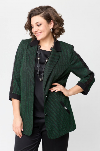 Брюки, жакет, топ Solomeya Lux 967/942 черный+зеленый - фото 2