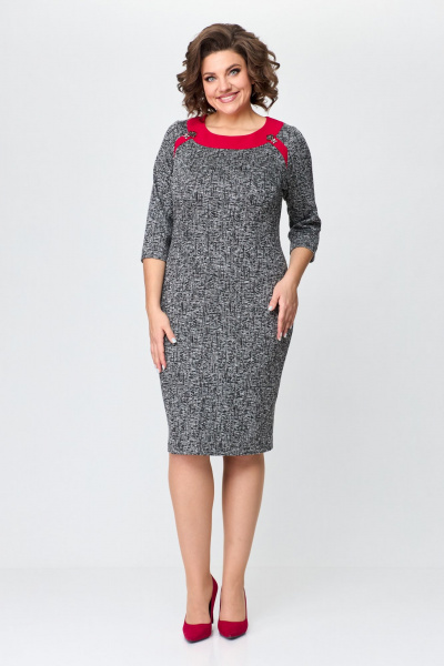Полуприлегащее платье из трикотажа с камнями и длиной 110 см ELVIRA 112 - фото 1