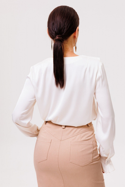 Миди юбка с карманами и разрезом из текстиля ANIDEN 123-1 бежевый - фото 5