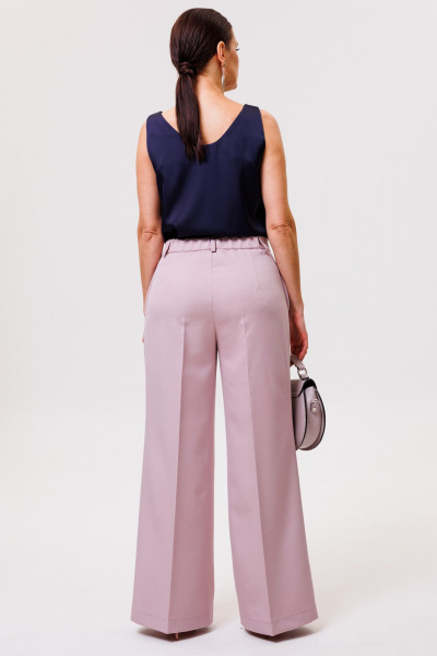 Полуприлегающий топ из тонкой ткани с V-образным вырезом ANIDEN 22-1 темно-синий - фото 7