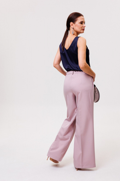 Полуприлегающий топ из тонкой ткани с V-образным вырезом ANIDEN 22-1 темно-синий - фото 6