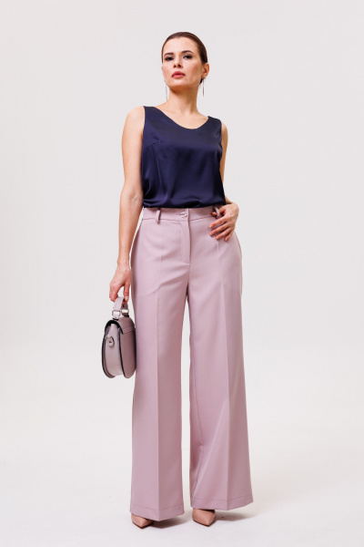 Полуприлегающий топ из тонкой ткани с V-образным вырезом ANIDEN 22-1 темно-синий - фото 1