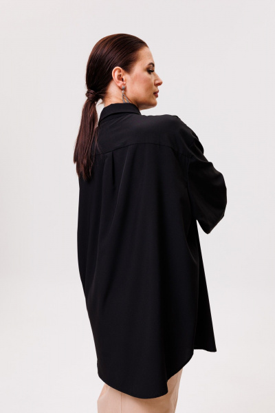 Рубашка деловая приталенная большого объема ANIDEN 32-1 черный - фото 8