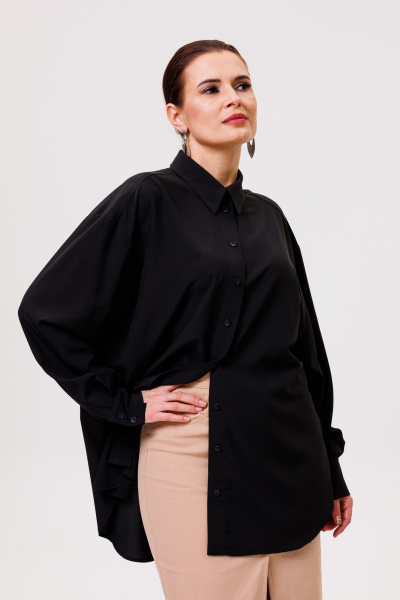 Рубашка деловая приталенная большого объема ANIDEN 32-1 черный - фото 3