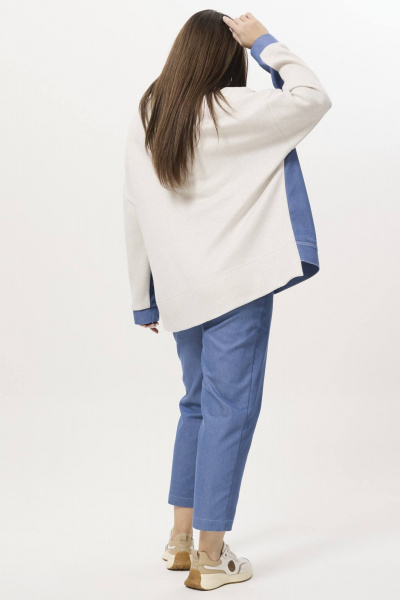 Брюки, жакет Ma Сherie 3044 голубой+молочный - фото 10