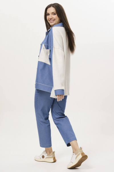 Брюки, жакет Ma Сherie 3044 голубой+молочный - фото 8