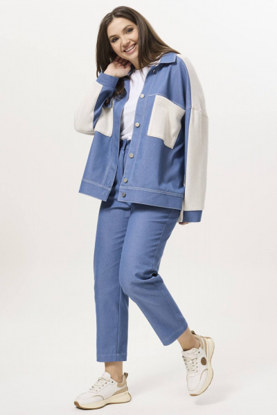 Брюки, жакет Ma Сherie 3044 голубой+молочный - фото 7