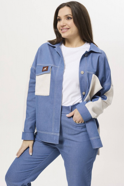 Брюки, жакет Ma Сherie 3044 голубой+молочный - фото 3