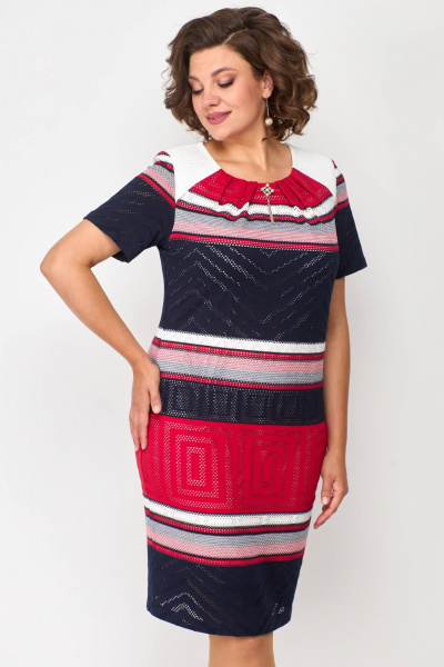 Платье трикотажное из хлопка с принтом и складками Solomeya Lux 425 - фото 4