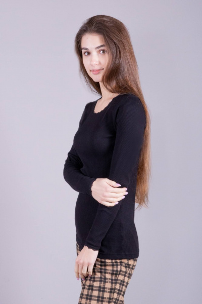 Классический черный джемпер из трикотажа на каждый день 8 Марта 16358-3С656Д40-158,164 черный - фото 4