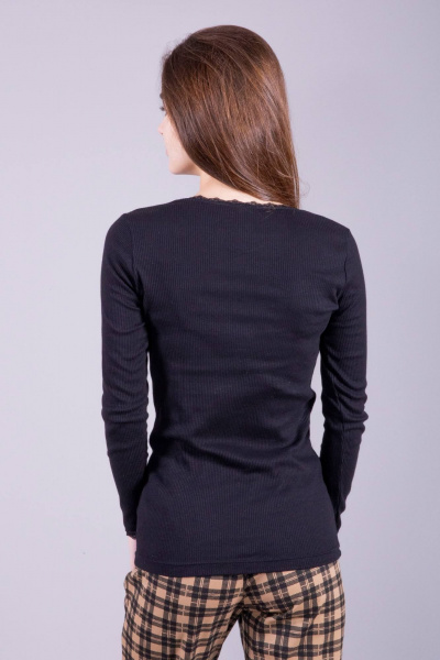 Классический черный джемпер из трикотажа на каждый день 8 Марта 16358-3С656Д40-158,164 черный - фото 3