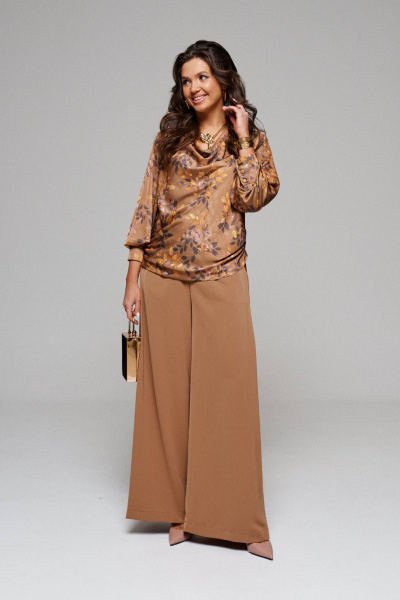 Блуза, брюки Beautiful&Free 6092 кэмел - фото 3