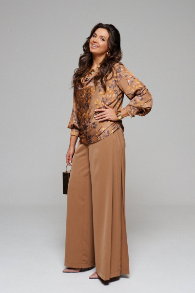 Блуза, брюки Beautiful&Free 6092 кэмел - фото 2