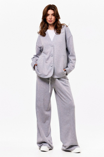 Демисезонный серый кардиган и брюки из трикотажа из футера KaVaRi 8018.1 серый - фото 8
