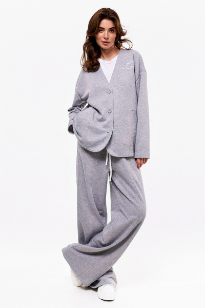 Демисезонный серый кардиган и брюки из трикотажа из футера KaVaRi 8018.1 серый - фото 2