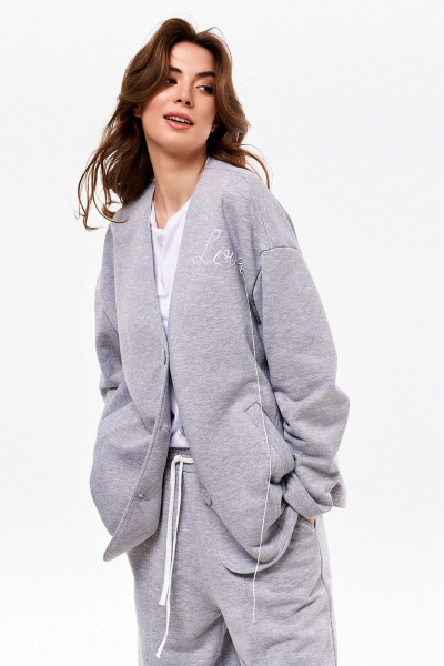 Демисезонный серый кардиган и брюки из трикотажа из футера KaVaRi 8018.1 серый - фото 6