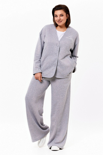 Демисезонный серый кардиган и брюки из трикотажа из футера KaVaRi 8018.1 серый - фото 4