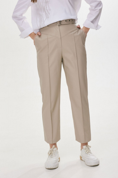 Брюки из экокожи зауженные с поясом и карманами Lyushe 3696 - фото 2