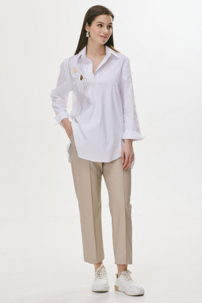 Брюки из экокожи зауженные с поясом и карманами Lyushe 3696 - фото 5