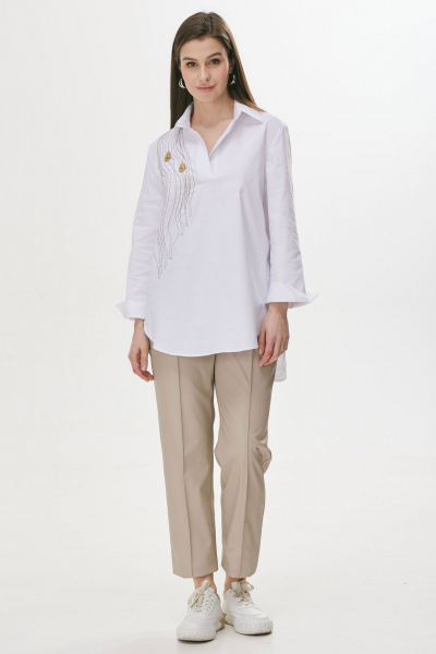 Брюки из экокожи зауженные с поясом и карманами Lyushe 3696 - фото 1