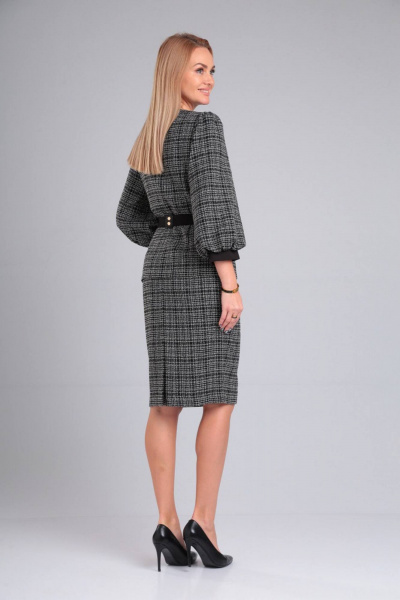 Демисезонный серый комплект жакет и юбка из вискозы Gamma Gracia 509 серый_черная_клетка - фото 4