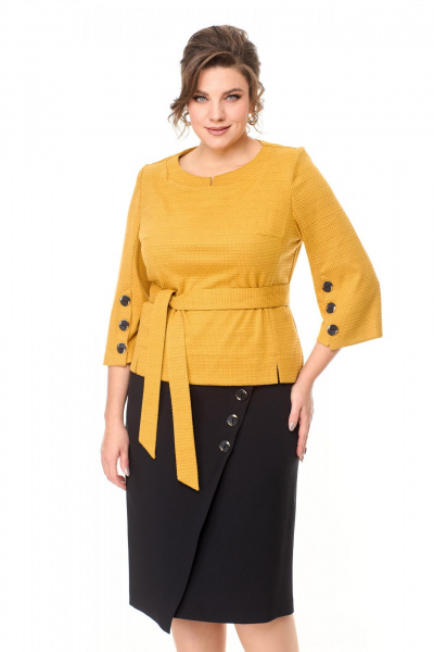 Блуза и юбка в пижамном стиле с рельефами и отъемной пелериной Надин-Н 2136 - фото 3