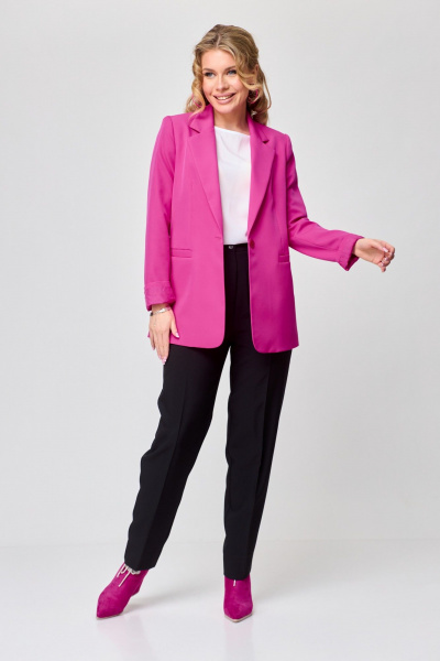 Блуза, брюки, жакет T&N 7495 фуксия,черный,белый - фото 7