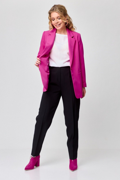 Блуза, брюки, жакет T&N 7495 фуксия,черный,белый - фото 3